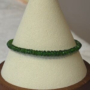 NWOT 28.00 Carat Chrome Green Diopside AIRA 925 Sterling Silver Faceted Bracelet